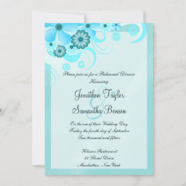 Light Aqua Blue Floral Hochzeitsdinner Probe Einladung