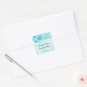 Light Aqua Blue Floral Save the Date Gevor Sticker