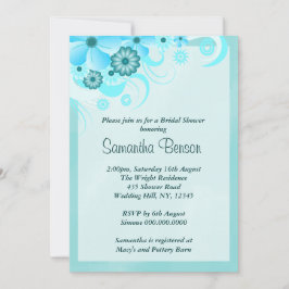 Light Aqua Blue Hibiskus Floral Brautparty Einladung