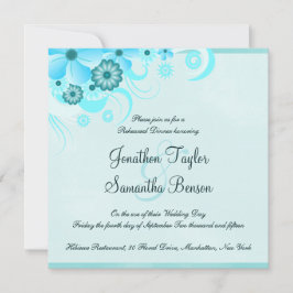 Light Aqua Blue Square Hochzeitsdinner Probe Einladung