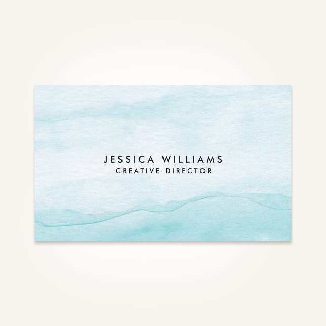 Light Aqua Blue Watercolor Ombre Hübsch Visitenkarte (Von Creator hochgeladen)
