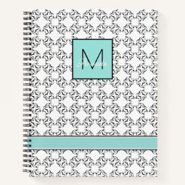 Light Aqua Box auf Schwarz & Weiß Muster Notizbuch
