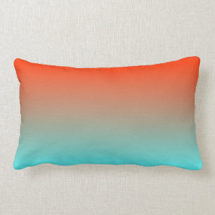 Light Aqua Orange Ombre Lendenkissen