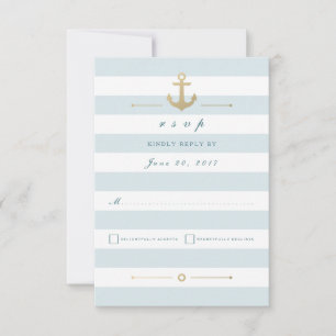 Light Aqua Strip Nautic Response RSVP Card Karte