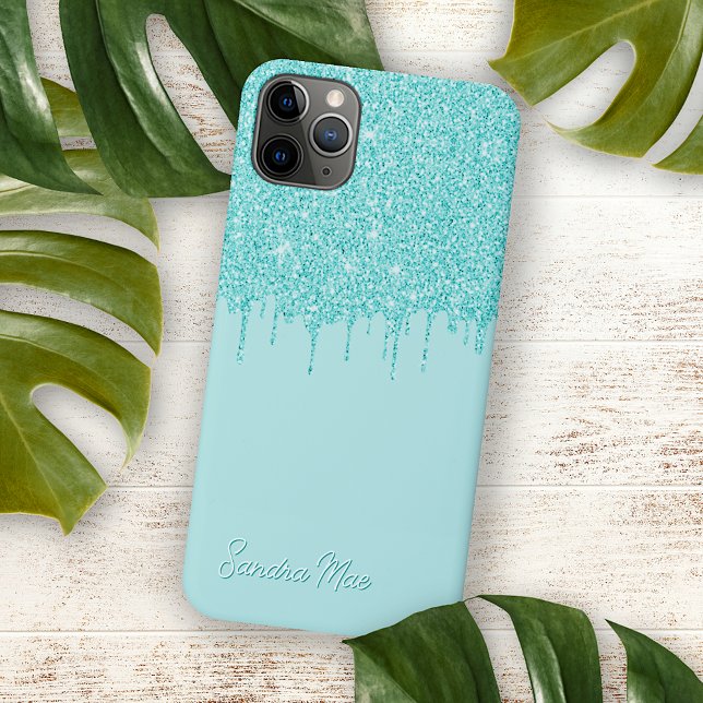 Light Aqua Türkis Green Glitzer Art Pattern iPhone 12 Hülle (Von Creator hochgeladen)