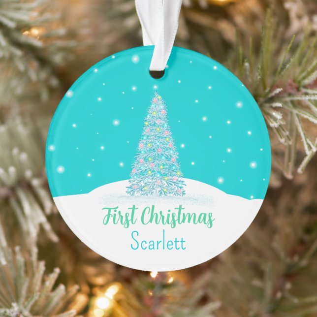 Light Aquamarin Baby First Christmas Tree Ornament (Baum)