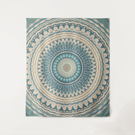 Light Aquamarin Beige Mandala Wandteppich