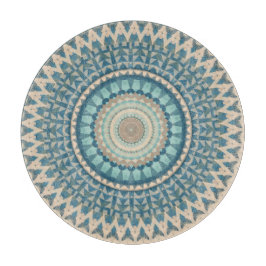 Light Aquamarin Blue Beige Mandala Schneidebrett