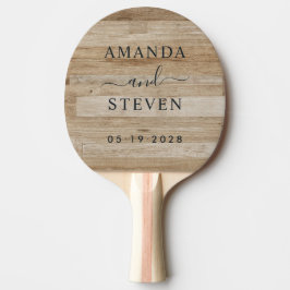 Light Ash Wood Couple Names with Wedding Date Tischtennis Schläger
