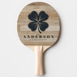 Light Ash Wood Four Leaf Clover with Name Tischtennis Schläger