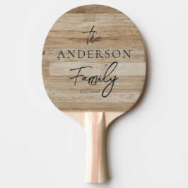 Light Ash Wood Hand Written Family Name Tischtennis Schläger