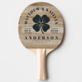 Light Ash Wood Irish Lucky Clover Wedding Crest Tischtennis Schläger