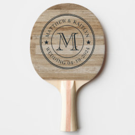 Light Ash Wood Wedding Monogram Star Tischtennis Schläger