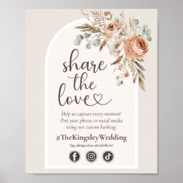 Light Autumn Rustic Boho Wedding Hashtag Foto Poster