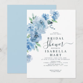 Light Baby Blue Botanical Floral Brautparty Einladung