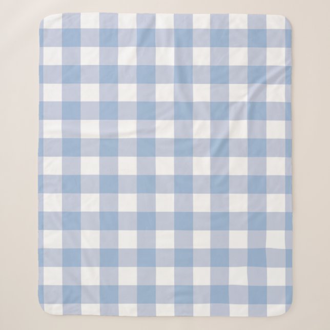 Light Baby Blue Buffalo Karo Kariert Bauernhof Sherpadecke (Vorderseite)