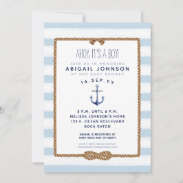 Light Baby Blue Nautical Infinity Baby Dusche Einladung