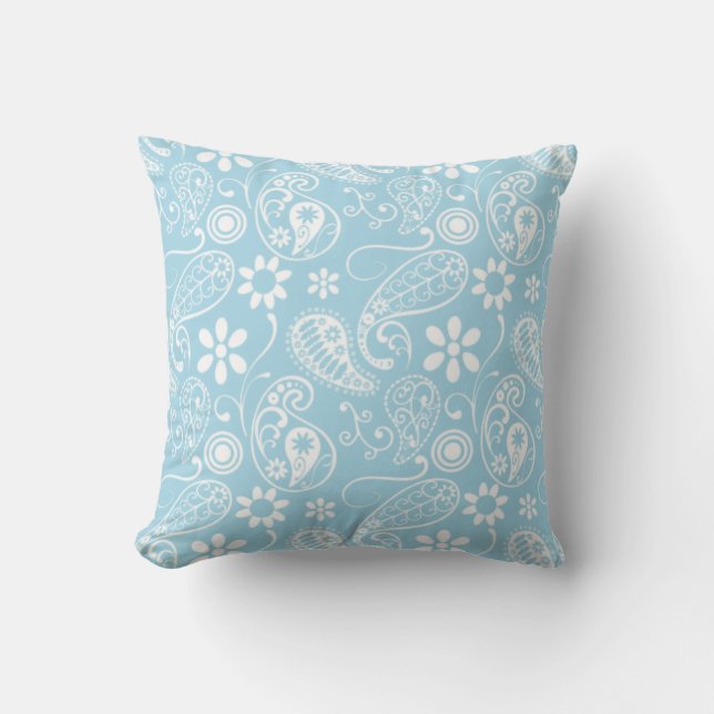 Light Baby Blue Paisley Pattern Kissen (Vorderseite)