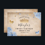 Light Baby Blue und Gold Rose Elegante Save The Date<br><div class="desc">Wenn Sie auf der Suche nach eleganten Save the Date-Ideen für ein Baby Blue und Gold Party-Thema sind, können diese einzigartigen DIY-Vorlagen Save the Date Einladungen leicht personalisiert werden, um Ihren großen Tag zu Anzug. Die blühende botanische Kunst von Raphaela Wilson strahlt hellblaue Rose aus, die in Imitaten aus metallischem...</div>