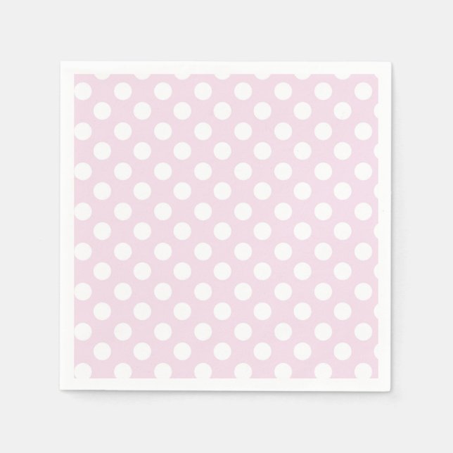 Light Baby Pink & White Polka Dots Geburtstagspart Serviette (Vorderseite)