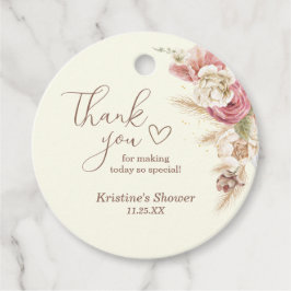 Light Beige Boho Floral Vielen Dank Baby Dusche Geschenkanhänger