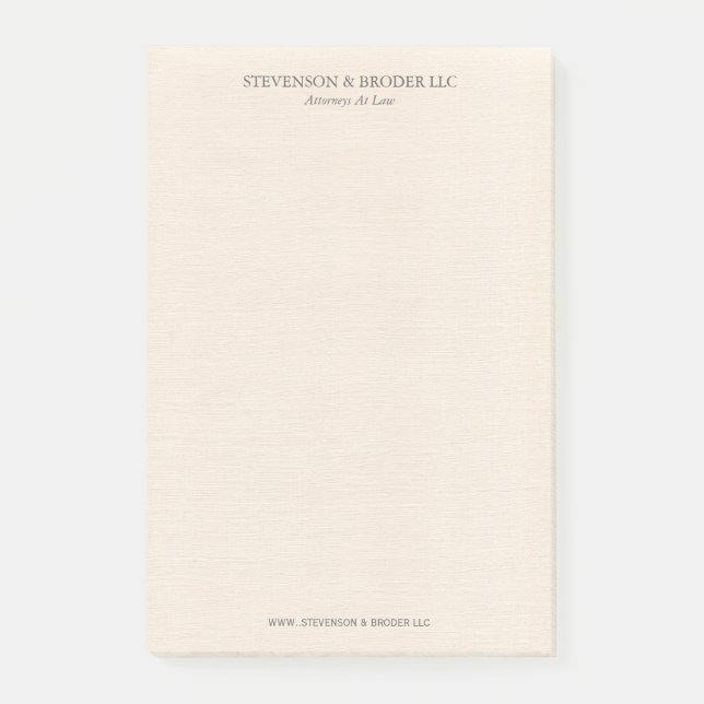 Light Beige Linen Texture Personalized Post-it Klebezettel (Vorderseite)