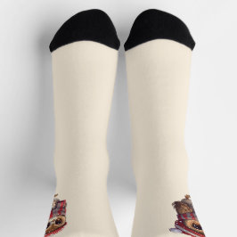 Light Beige Niedlich Owl mit Red Christmas Hat Soc Socken