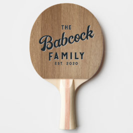 Light Birch Wood Retro Family Name & Year Tischtennis Schläger