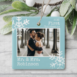 Light Blue 1. Weihnachten Mr. & Mrs. Custom Foto Keramikornament