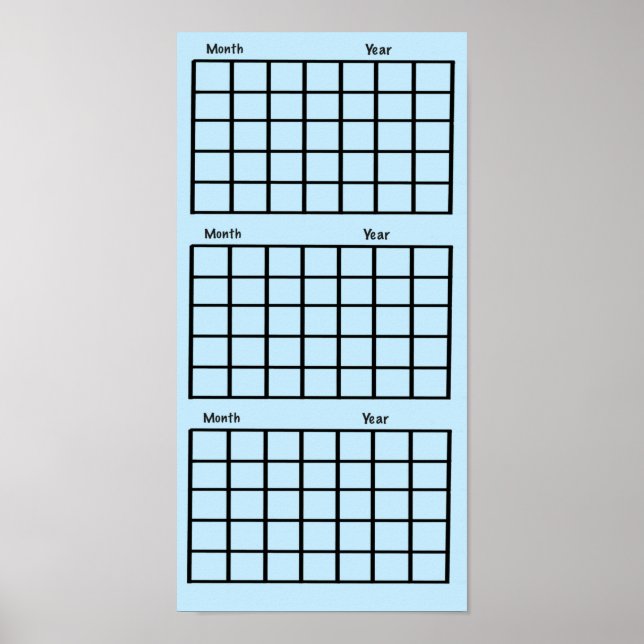 Light Blue 3 Monate Calendar Poster (Vorne)