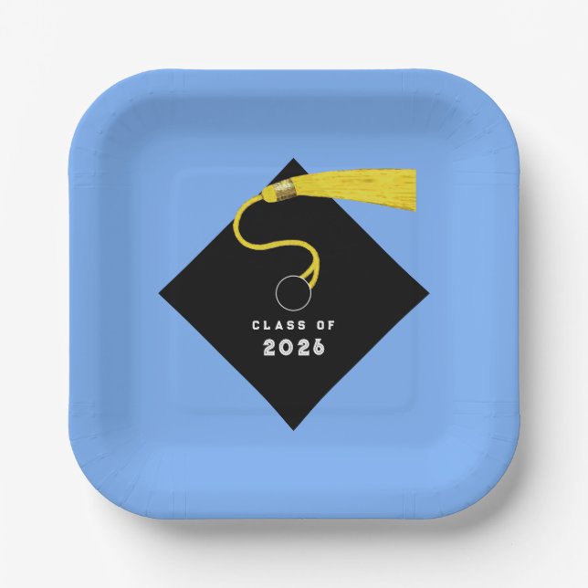 Light Blue Abschluss 2025 Party Pappteller (Vorderseite)
