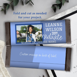 Light Blue Abschluss Custom Candy Bar Wrapper Flyer