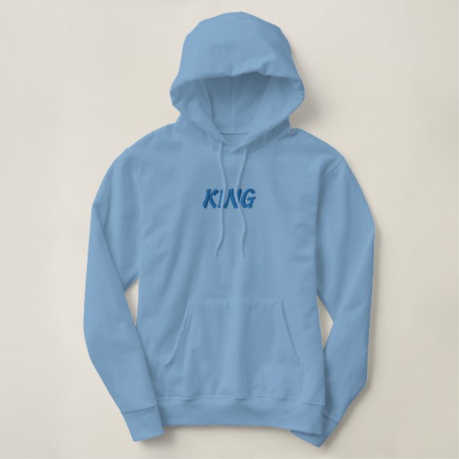 Light Blue Adult M Size Men Basic Bestickter Hoodie (Design vorne)