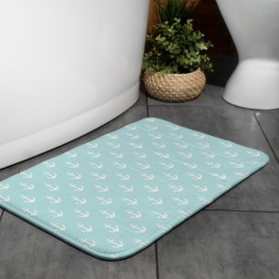 Light Blue Anchors Pattern Badematte