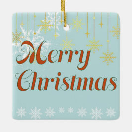 Light blue and Gold Merry Christmas  Keramikornament