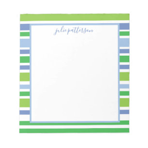 Light Blue and Green Strip Notepad Notizblock