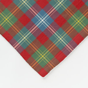 Light Blue and Red Foster Clan Ancient Tartan Fleecedecke