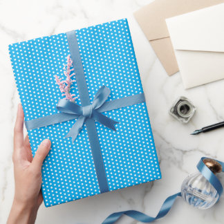 Light Blue and White Polka Dots  Geschenkpapier