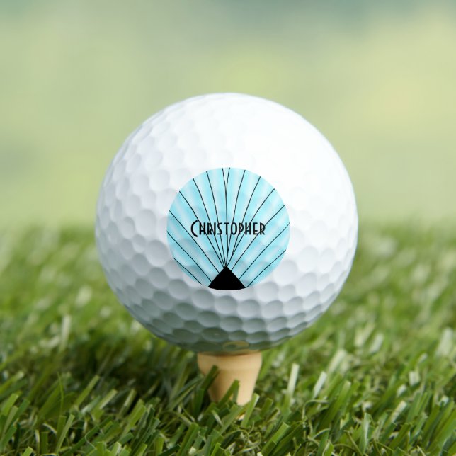 Light Blue Art Deco Design Golfball (Insitu T-Shirt)