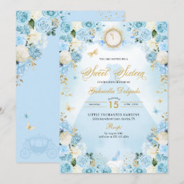 Light Blue Aschenella Princess Dress Sweet 16 Einladung