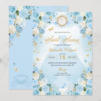 Light Blue Aschenella Princess Dress Sweet 16 Einladung