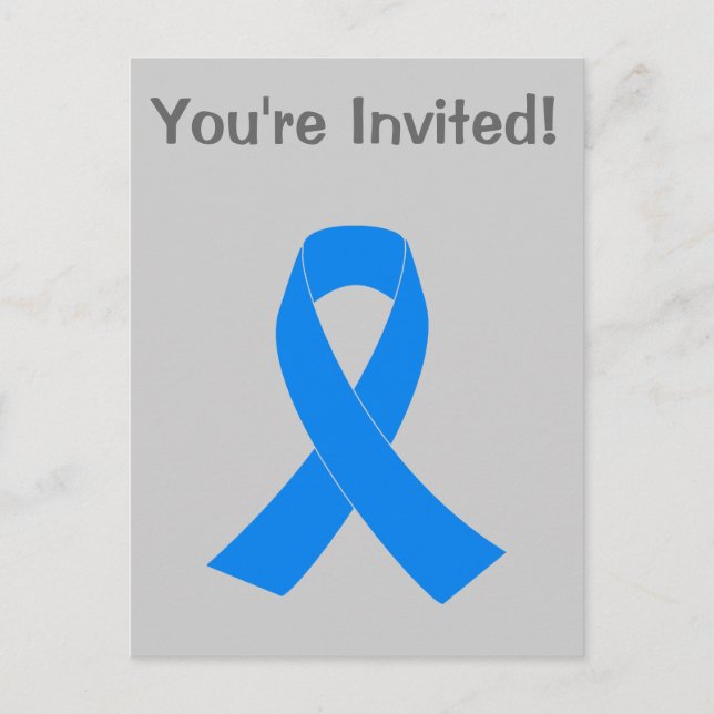Light Blue Awareness Ribbon Einladungspostkarte (Vorderseite)