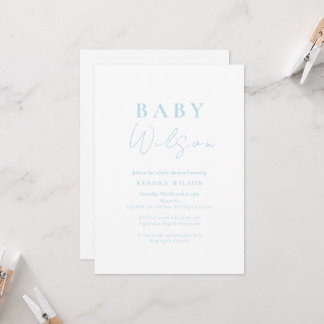 Light Blue Baby Boy Einfache Babydusche Einladung