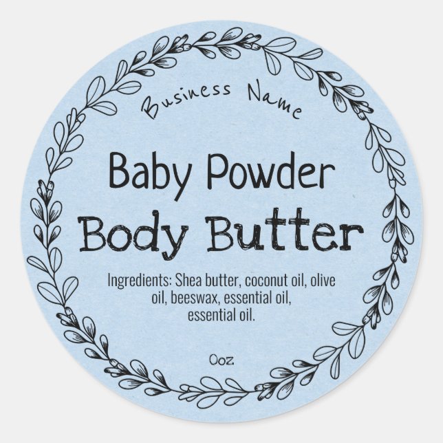 Light Blue Baby Powder Kraft Product Labels Runder Aufkleber (Vorderseite)