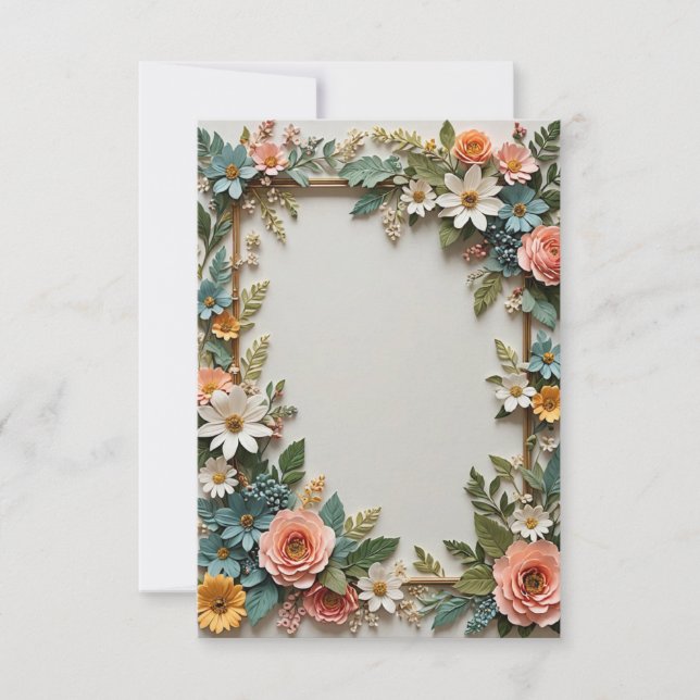 Light Blue Background Bouquet von Blume Hochzeit Einladung (Vorderseite)