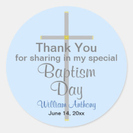 Light Blue Baptisse Son Vielen Dank Runder Aufkleber