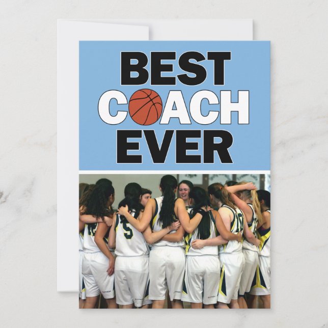 Light Blue Basketball Coach Beste je kundenspezifi Dankeskarte (Vorderseite)