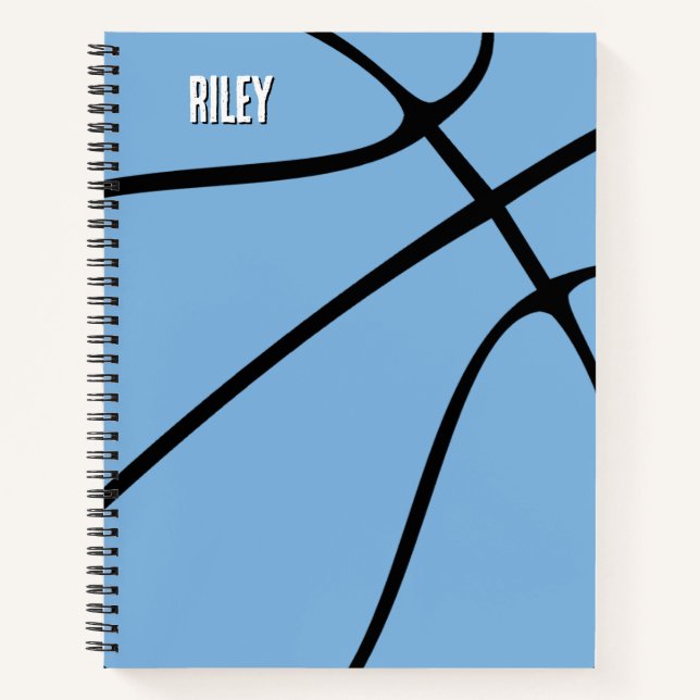 Light Blue Basketball Player Name oder Text Custom Notizbuch (Vorderseite)