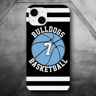 Light Blue Basketball Team Name and Player Number Case-Mate iPhone 14 Hülle