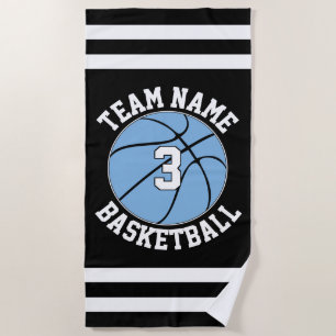 Light Blue Basketball Team Name & Spielnummer Strandtuch